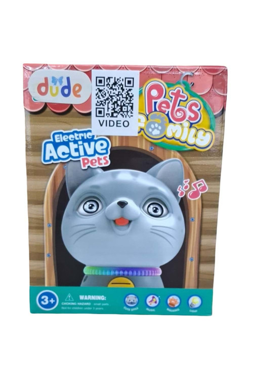 Sesli Işıklı Çarp Dön Kedi Oyuncak 17 cm Hareketli, Eğlenceli Işıklı Kedi GRİ
