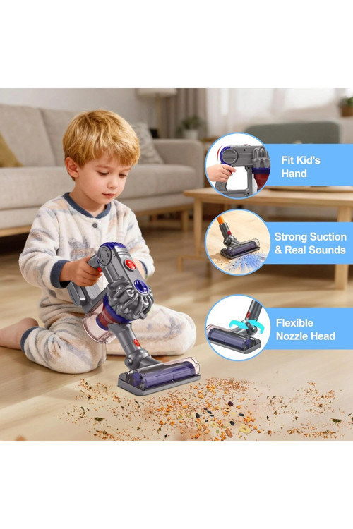 Gerçekten Çalışan Çocuk Elektrik Süpürgesi, 3'ü 1 Arada Çocuk Temizlik Oyuncak Seti