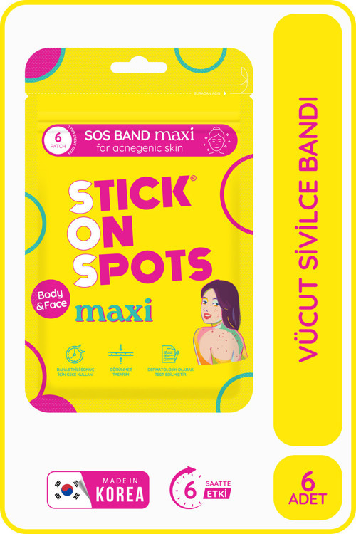 S.O.S Maxi - 6 Adet Vücut&Yüz Sivilce/Akne Bandı - Pimple Patch - Hidrokolloid Bant