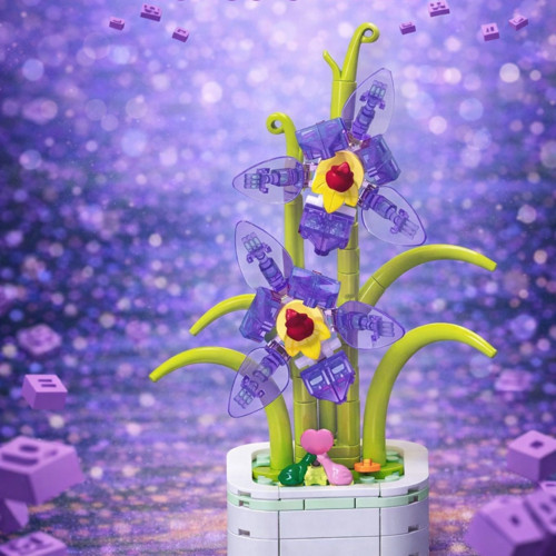 Mikro Blok Kristal Lotus Orkide Çiçek Lego - Lego Setleri Mini Lego - Çiçek Lego - Blossom Çiçek Leg