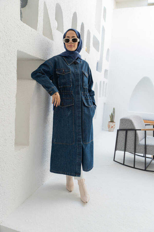 6652-Büyük Cepli Ceket Koyu Mavi