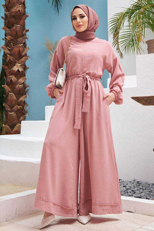 6569-Krep Tulum Elbise Pudra