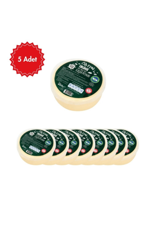Organik Tam Yağlı Taze Kaşar Peyniri x 5 Adet | 400 g | Doğal & Lezzetli Kahvaltılık Peynir