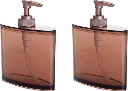 Banyo Seti Oval Sıvı Sabunluk 2 Adet Kahverengi Akrilik 13X5X16Cm 350Ml
