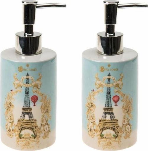 Banyo Seti Seramik Sıvı Sabunluk 2 Adet Romantik Yeşil Model 7X7X18Cm 320Ml