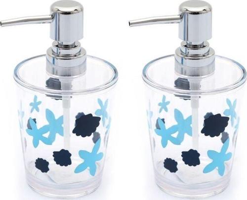 Banyo Seti Sıvı Sabunluk 2 Adet Benekli Desen Akrilik 8X8X16Cm 350Ml