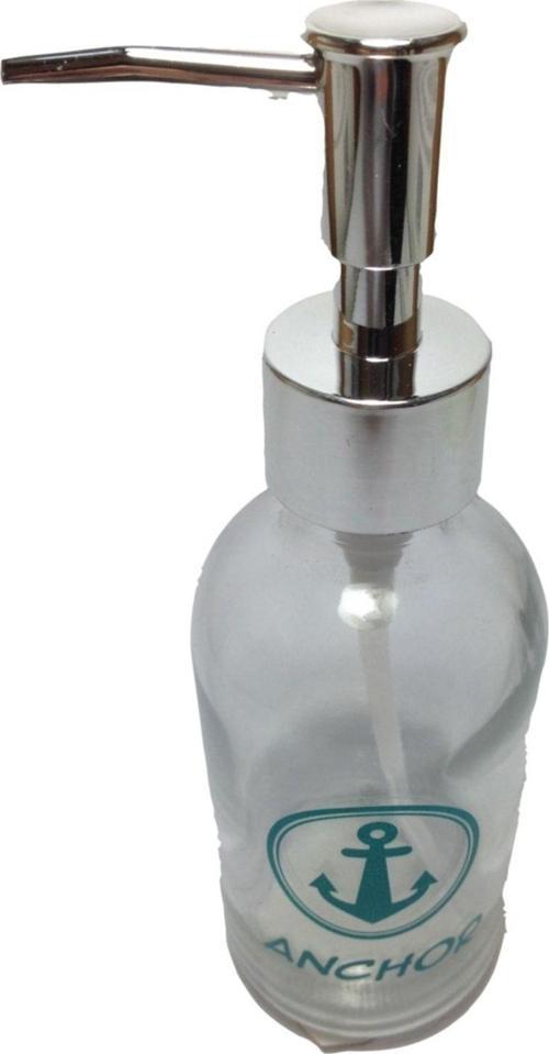 Cam Sıvı Sabunluk,Çapa Yazılı 6X6X10Cm 250Ml