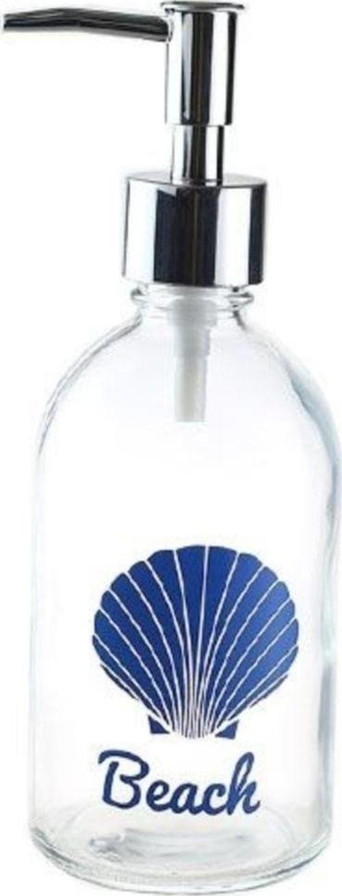 Cam Sıvı Sabunluk,Plaj Yazılı 6X6X10Cm 250Ml