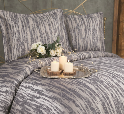 Estella 3 Parça Siyah Geometrik Pike Takımı 240 x 260 cm