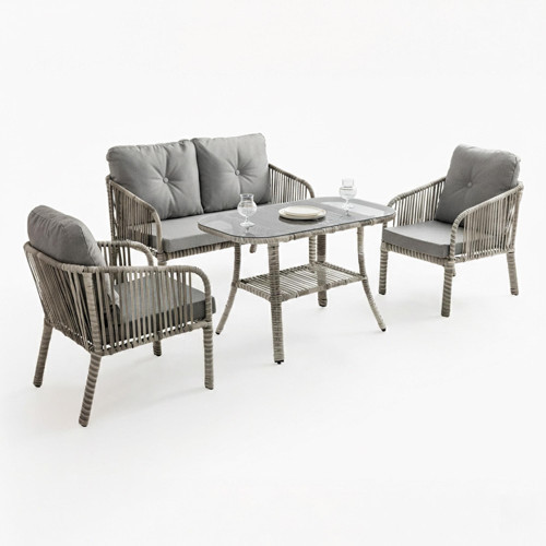 Capri Swing Artemis İkili Rattan Balkon Bahçe Takımı | Gri