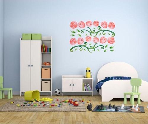 Duvar Süsü Sticker Pembe Çiçekli Şeffaf Filmli Pvc 50X70 Cm Xfg015