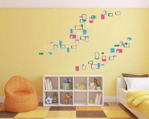 Duvar Süsü Sticker Renkli Kareli Pvc 33X48 Cm Xfg011