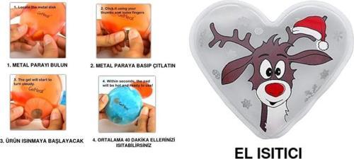 Kalpli Geyikli Cep Sobası,El Isıtıcı,Sıcak Su Torbası Pvc Beyaz 9Cm