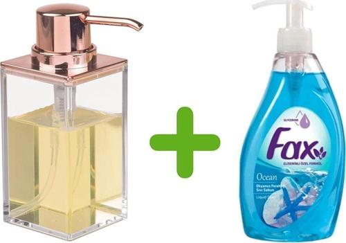 Modern Bakır Tasarımlı Sıvı Sabunluk Ve 1 Adet 400 Ml Sıvı Sabun Okyanus Kokulu
