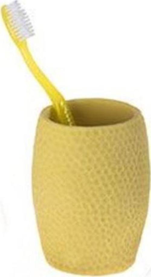 Diş Fırçalık,Macunluk Sarı Petek Desenli Poliresin 8X8X10Cm 400Ml