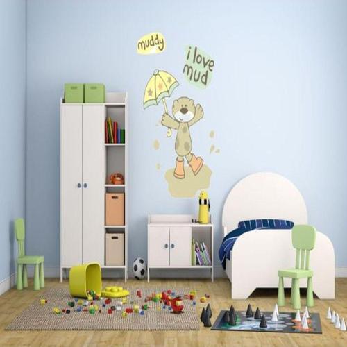 Duvar Süsü (Sticker) 2 Adet Çamurlu Ayı Desenli Pvc 70X50X0,5Cm