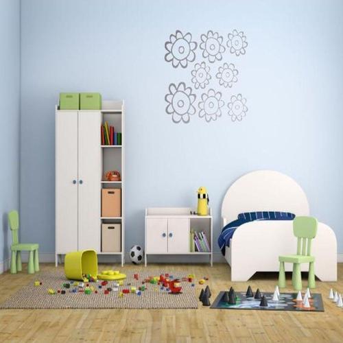 Duvar Süsü (Sticker) 2 Adet Gri Papatyalı Şeffaf Filmli Pvc 48X33X0,5Cm