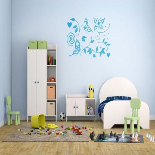 Duvar Süsü (Sticker) 2 Adet Mavi Kelebekli Şeffaf Filmli Pvc 48X33X0,5Cm