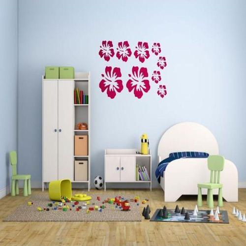 Duvar Süsü (Sticker) 2 Adet Pembe Çiçekli Şeffaf Filmli Pvc 48X33X0,5Cm