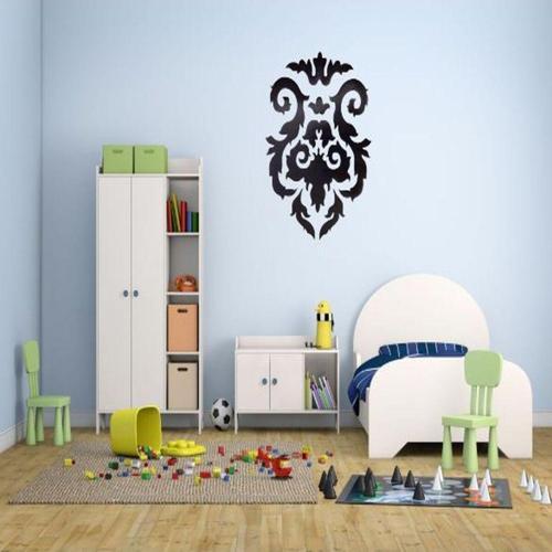 Duvar Süsü (Sticker) 2 Adet Siyah Çiçekli Şeffaf Filmli Pvc 48X33X0,5Cm