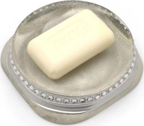 Sabunluk Kristal Taşlı Gümüş Poliresin 12X12X2Cm