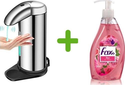Sensörlü Fotoselli Sıvı Sabunluk 14X10X22Cm Ve 1 Adet 400 Ml Sıvı Sabun Gül Kokulu