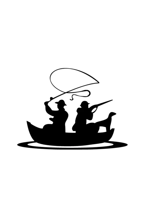 Balık Tutan Avcılar Oto Sticker Siyah 30 X 21 Cm