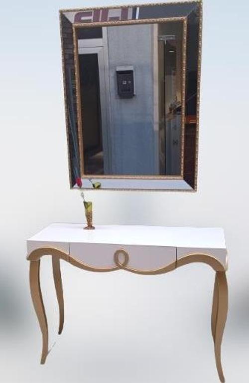 Dresuar 90012 CNC Kabartma Hayal Ayna Gold beyaz Uyum Ahşp MDF Kayın Ayk El yapım