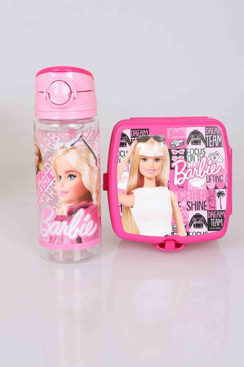 LİSANSLI BARBIE "YEMEK SETİ" 2 KATLI BESLENME KUTUSU ve TRITAN MATARA