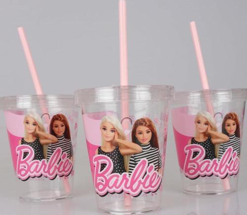 LİSANSLI BARBIE KRISTAL PİPETLİ BARDAK