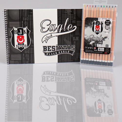 LİSANSLI BEŞİKTAŞ 12'Lİ BOYA KALEMİ VE BOYAMA DEFTERİ SETİ 