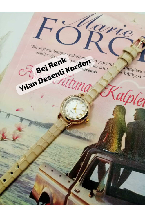 Marka Oval Çelik Kasa Minimal Bej Renk Kordon Kol Saati Bb0140