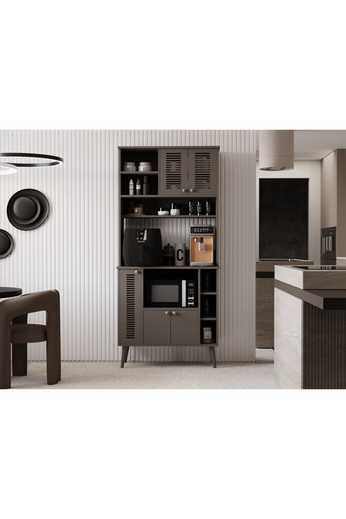 90 Cm Kahve Ünitesi - Kahve Köşesi Panjur Kapak %100 Mdf Çok Amaçlı Dolap