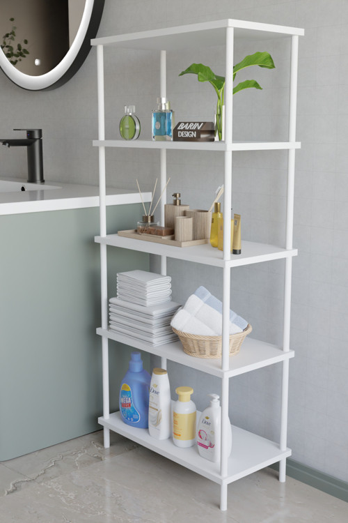 5 Katlı Çevir Kur Metal Gövdeli Banyo Rafı | Çok Amaçlı Düzenleyici | Organizer Stand Banyo Dolabı