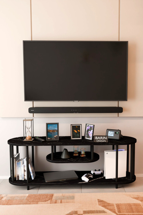 Modern TV Ünitesi Ahşap Raflı 2 Katlı Televizyon Sehpası Minimalist,Dayanıklı, Fonksiyonel TV Standı