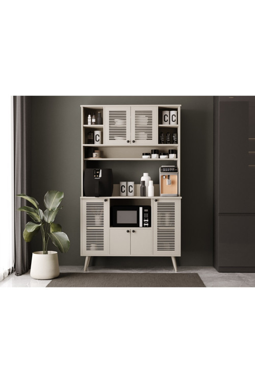 Kahve Köşesi %100 Mdf Çok Amaçlı Dolap 120 Cm Bej (Kumtaşı)