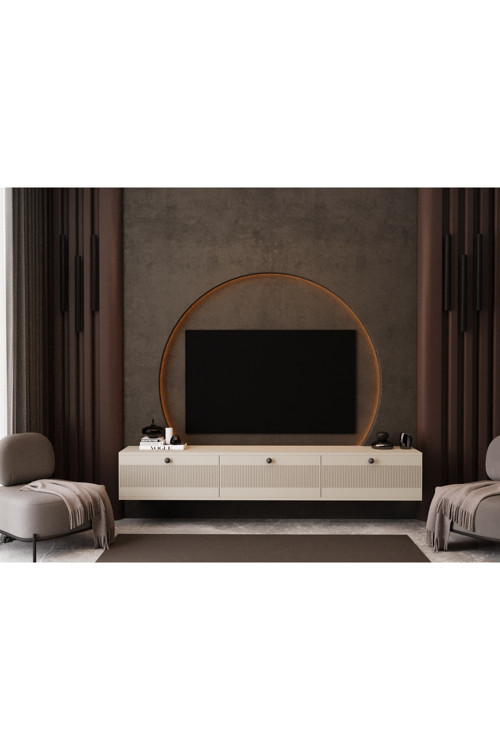 MELURA TV ÜNİTESİ 200 CM 3 KAPAKLI %100 MDF DUVARA MONTE