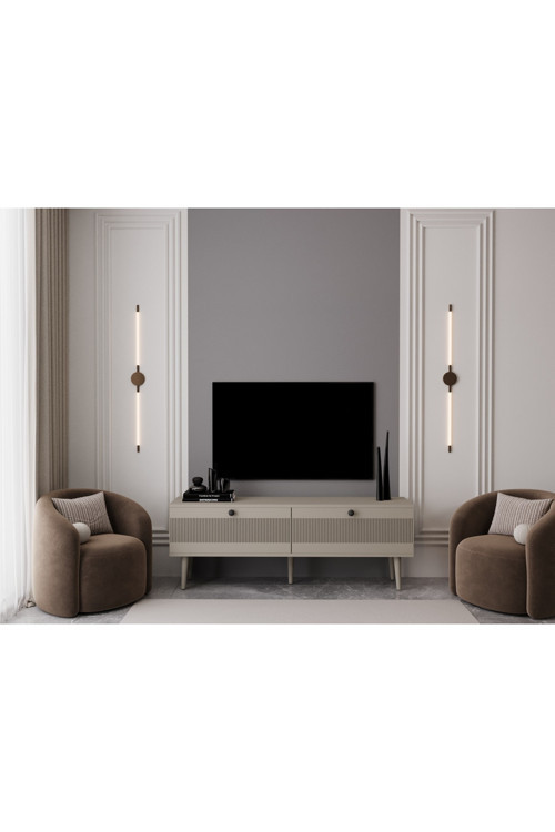 MELURA TV ÜNİTESİ 160 CM 2 KAPAKLI %100 MDF LAKE AHŞAP AYAKLI