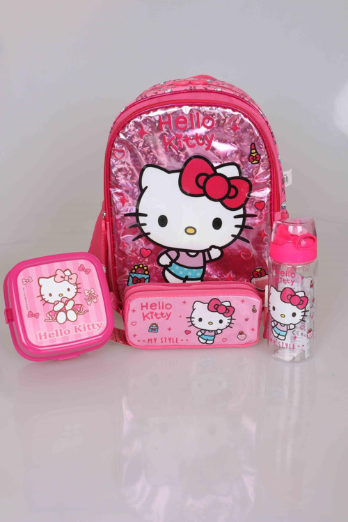 LİSANSLI HELLO KITTY İLK VE ORTA ÖĞRETİM ÇANTASI,BESLENME KABI ,KALEM ÇANTASI VE TRITAN MATARA SETİ