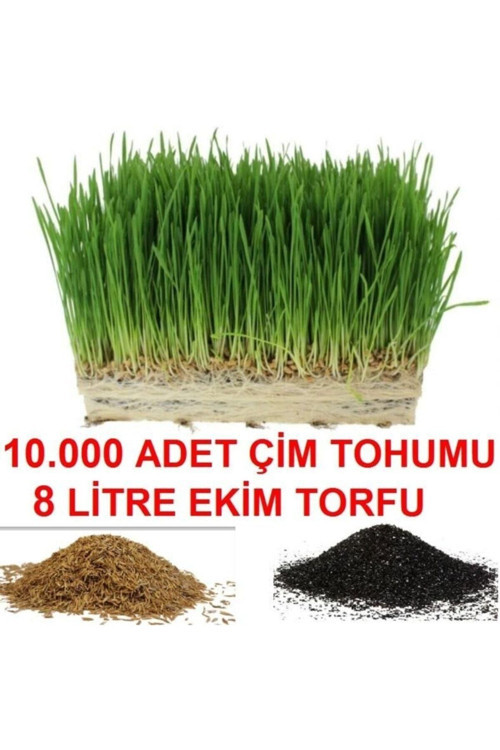 10.000 Adet Çim Tohumu Ve De 8 Litre Çim Ekim Torfu Toprak