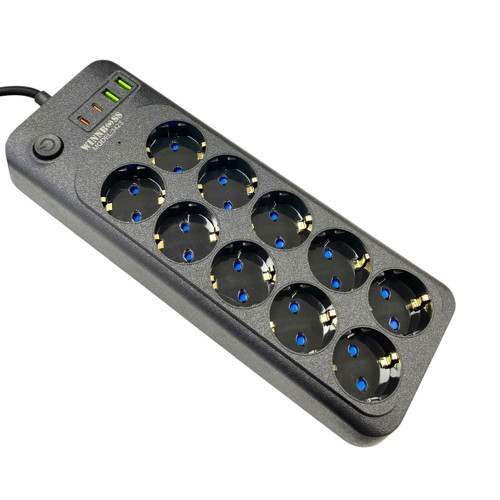 3423 10'lu 2Metre Kablolu 2USB+2TYPE-C Girişli Akım Korumalı Grup Priz