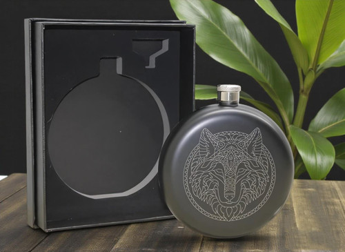 Kurt Desenli Dayanıklı Paslanmaz Çelik İçki Matarası 8 Oz 240 ml Hunili Kamp Outdoor Cep Matarası