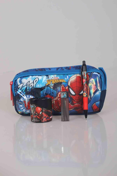 LİSANSLI SPIDERMAN KIRTASİYE SETİ KALEM ÇANTASI,VERSATİL UÇLU KALEM , ÇİFT BIÇAK Kalemtıraş , 0,7 MM UÇ