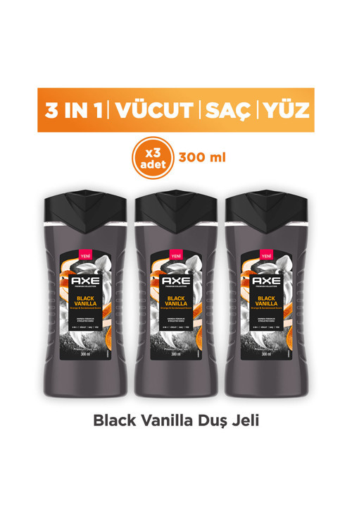 Duş Jeli Black Vanilla 3 İn 1 Vücut Saç Yüz 300 Ml X3