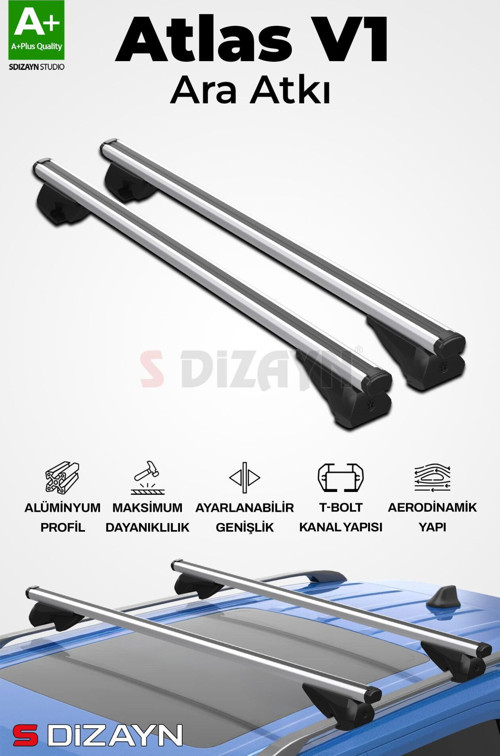 S-Dizayn Hyundai Trajet S-Bar Atlas V1 Ara Atkı Tavan Taşıyıcı Barı Gri 130 Cm 2000-2008 A+ Kalite