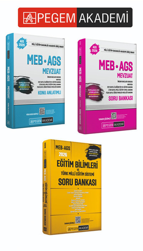PEGEM AKADEMİ 2026 MEB AGS Konu Anlatımlı Mevzuat + 2026 MEB AGS Soru Bankası Tamamı Çözümlü Mevzua
