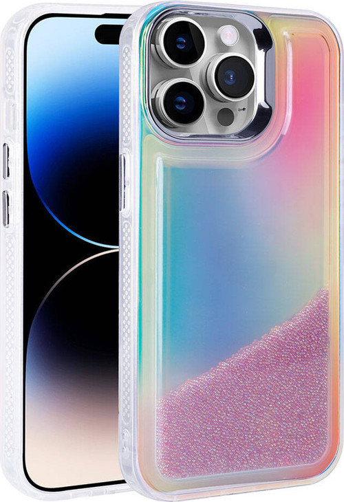 iPhone 14 Pro Max Kılıf Airbagli Renkli Arka Yüzey Hareketli Boncuk Tasarımlı Silikon Kapak