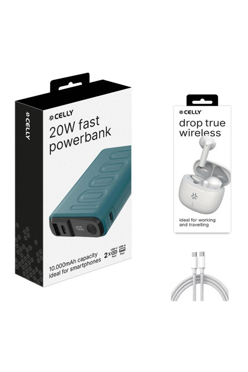 PD 20W HIZLI ŞARJ 10000mAh Powerbank Bluetooth Kulaklık ve Type-c Şarj Kablosu HEDİYE