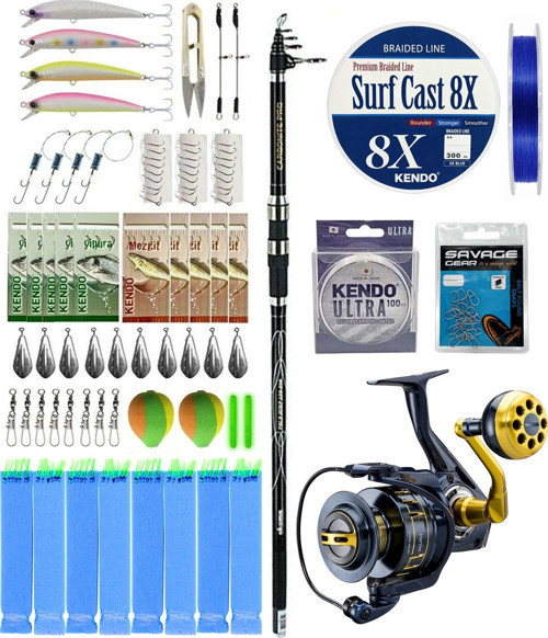 YekOutdoor Surf Olta Seti Okuma Carbonite Pro Tele Surf 420 cm Surf Kamışı&Okuma Salina SA-6000HA Olta Makinesi