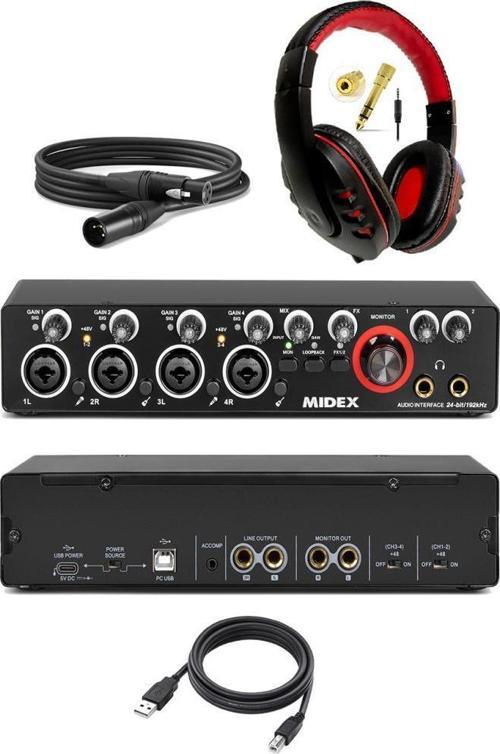 GLX-4000HD Profesyonel Usb Stüdyo Ses Kartı 4 Giriş 4 Çıkış (Kulaklık ve Kablo)